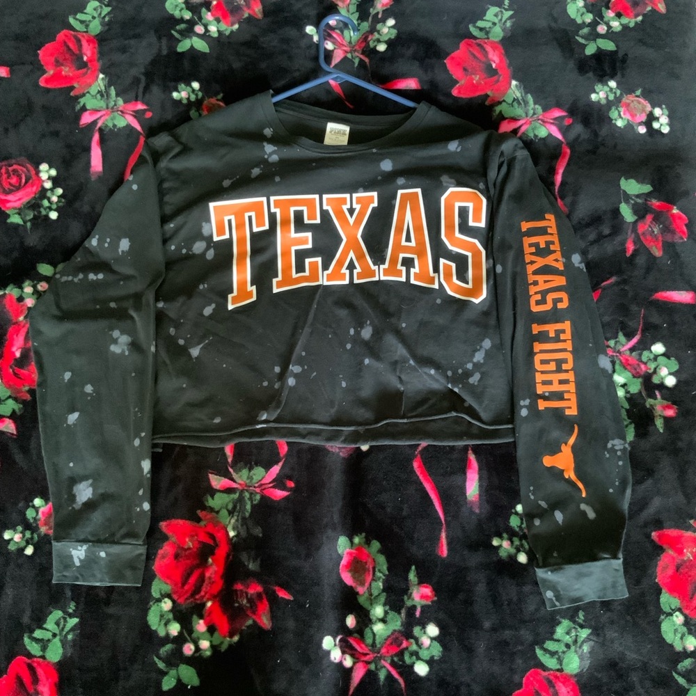 100% COTTON CROPPED LONG-SLEEVED PINK CREW